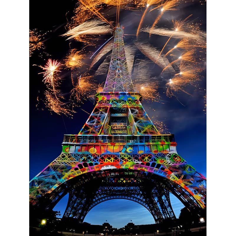 Feux d'artifice dans la Tour Eiffel  Peinture par numéros