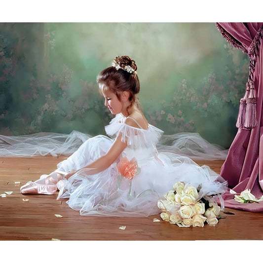 little girl painting by numbers