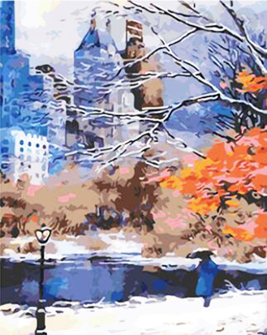 Paint by Numbers: Snow Scene in the City