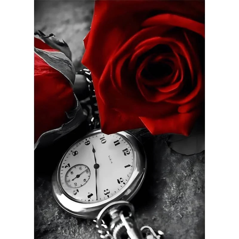 Peinture par numéros : Horloge et roses