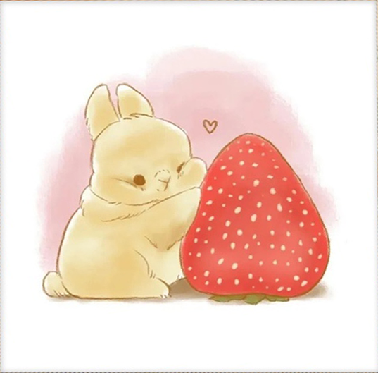 Lapin et fraise  Peinture par numéros