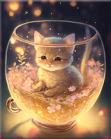Tasse de thé Chat Peinture par numéros