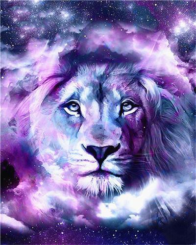 Purple Lion Paint by Numbers