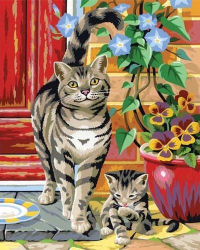 Chat dans le couloir  Peinture par numéros