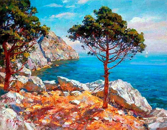 Promenade en bord de mer  Peinture par numéros
