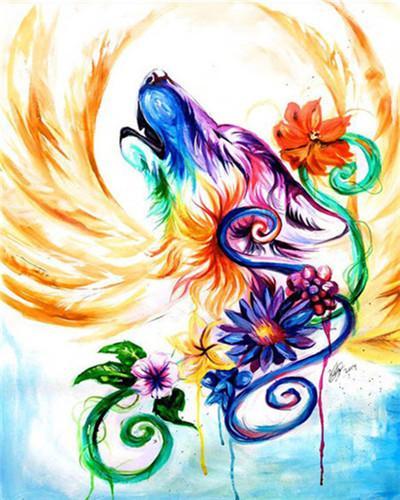 Loup coloré Peinture par numéros
