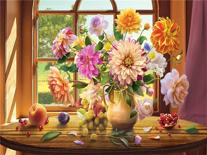 Flowers next to the bed   Paint by Numbers