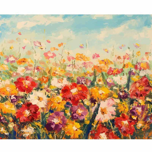 Une mer de fleurs colorées   Peinture par numéros