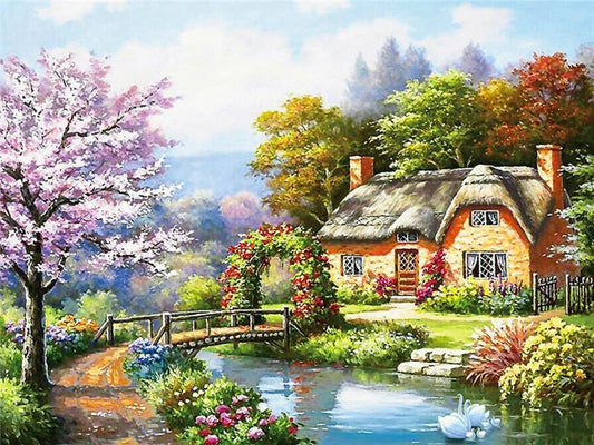 Paysage de château   Peinture par numéros