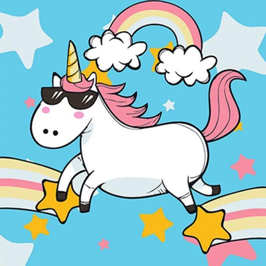 Sunshine Rainbow Little White Horse Paint by Numbers