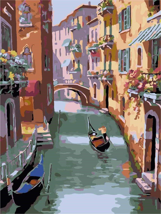 Peinture à l'huile d'un paysage urbain    Peinture par numéros