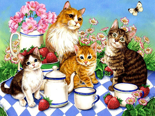 un groupe de chats  Peinture par Numéros