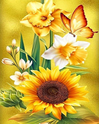 Sunflowers and Butterflies Paint by Numbers