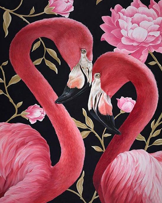 two pink swans   Paint by Numbers