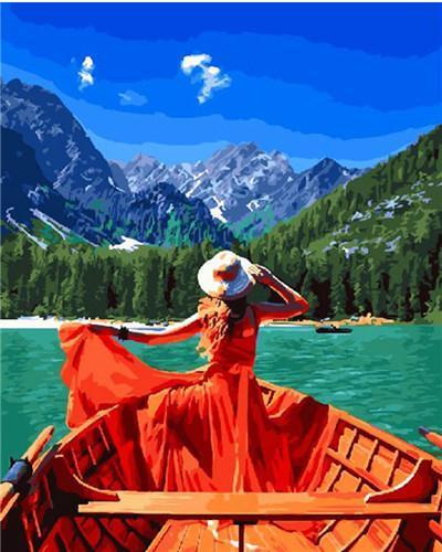 Woman on Boat Painting by Numbers