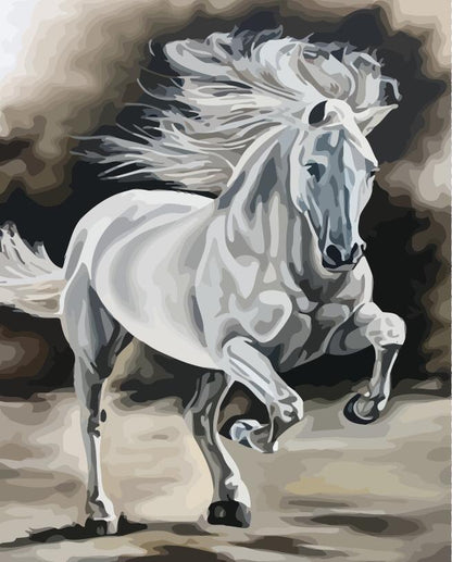 Cheval blanc Peinture par numéros