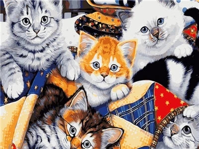 Un groupe de chats  Peinture par numéros