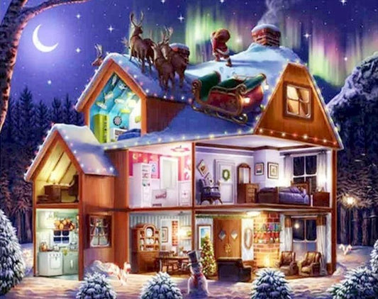 Christmas cabin paint by number